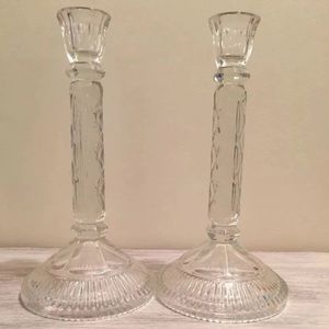 Pair of vintage cut crystal candleholders